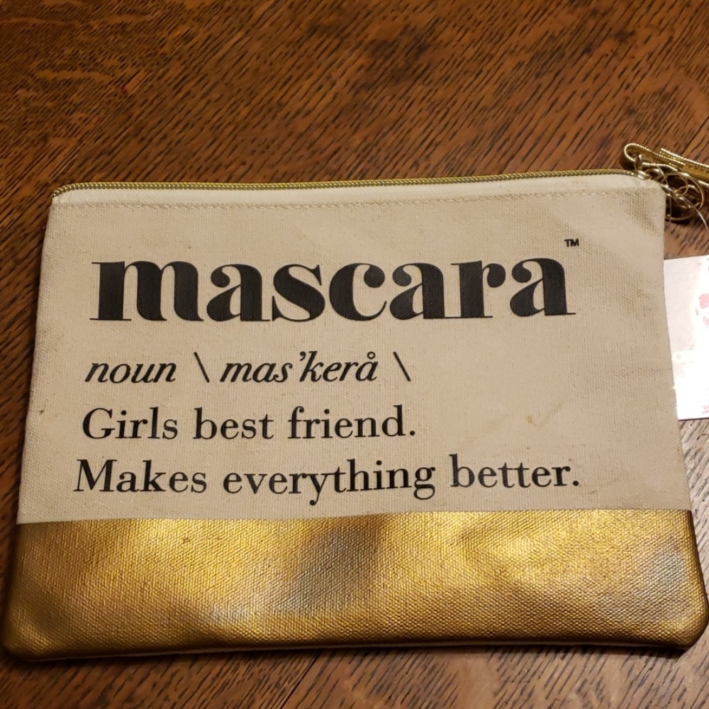 NWT Makeup Clutch/Mini Bag, Canvas & Gold